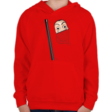 PRINTFASHION La casa de papel overál - Gyerek kapucnis pulóver - Piros