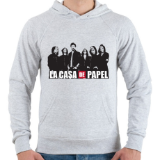 PRINTFASHION La casa de papel poster style - A nagy pénzrablás - Férfi kapucnis pulóver - Sport szürke