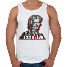 PRINTFASHION La casa de Papel - poster style - Férfi atléta - Fehér atléta, trikó