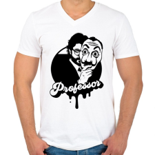 PRINTFASHION La Casa de papel - professor - art - Férfi V-nyakú póló - Fehér férfi póló