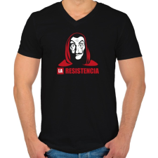 PRINTFASHION La casa de papel - resistencia - Férfi V-nyakú póló - Fekete férfi póló