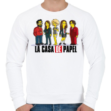 PRINTFASHION La casa de papel - simps. edition - Férfi pulóver - Fehér férfi pulóver, kardigán