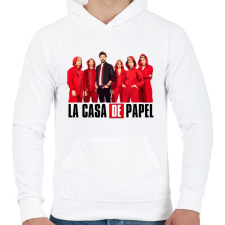 PRINTFASHION La casa de papel team - Férfi kapucnis pulóver - Fehér férfi pulóver, kardigán