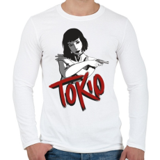 PRINTFASHION La casa de papel - Tokio - Férfi hosszú ujjú póló - Fehér