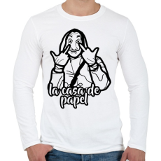PRINTFASHION La Casa de papel - vonalrajz - Férfi hosszú ujjú póló - Fehér