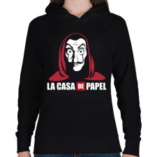 PRINTFASHION La casa de papel WL - Női kapucnis pulóver - Fekete női pulóver, kardigán