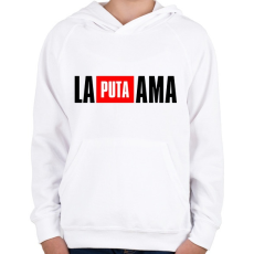 PRINTFASHION La Puta Ama - Gyerek kapucnis pulóver - Fehér