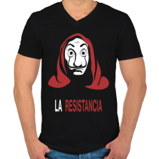 PRINTFASHION La Resistancia - Férfi V-nyakú póló - Fekete