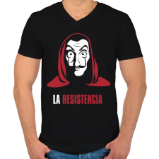 PRINTFASHION La Resistencia - Férfi V-nyakú póló - Fekete férfi póló