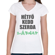 PRINTFASHION Lábnap - Női V-nyakú póló - Fehér női póló