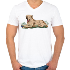PRINTFASHION Labrador - Férfi V-nyakú póló - Fehér férfi póló