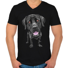 PRINTFASHION Labrador - Férfi V-nyakú póló - Fekete férfi póló