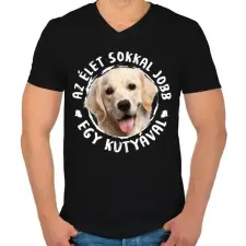 PRINTFASHION Labrador - Férfi V-nyakú póló - Fekete férfi póló