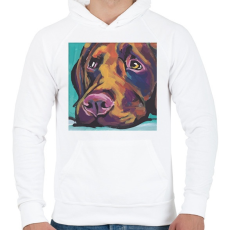 PRINTFASHION Labrador festmény - Férfi kapucnis pulóver - Fehér
