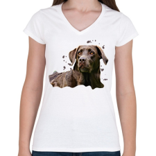 PRINTFASHION labrador - Női V-nyakú póló - Fehér női póló