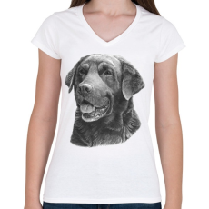 PRINTFASHION Labrador - Női V-nyakú póló - Fehér