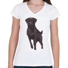 PRINTFASHION Labrador - Női V-nyakú póló - Fehér