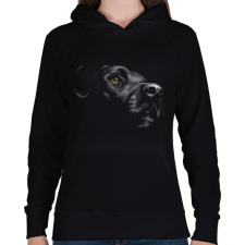 PRINTFASHION Labrador portré - Női kapucnis pulóver - Fekete női pulóver, kardigán
