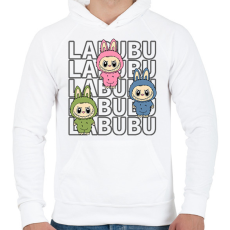 PRINTFASHION Labubu - Férfi kapucnis pulóver - Fehér