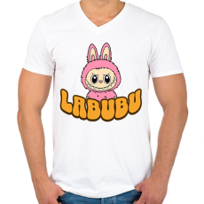 PRINTFASHION Labubu - Férfi V-nyakú póló - Fehér