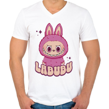 PRINTFASHION Labubu - Férfi V-nyakú póló - Fehér férfi póló