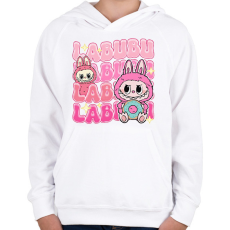 PRINTFASHION Labubu - Gyerek kapucnis pulóver - Fehér