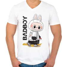 PRINTFASHION labubu-seeklogo - Férfi V-nyakú póló - Fehér férfi póló