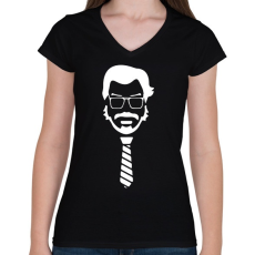 PRINTFASHION Lacasa de Papel / El professor / white - Női V-nyakú póló - Fekete