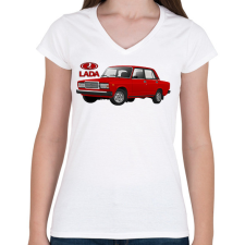 PRINTFASHION Lada 1500 - Női V-nyakú póló - Fehér női póló