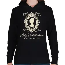 PRINTFASHION Lady Whistledown - Női kapucnis pulóver - Fekete női pulóver, kardigán