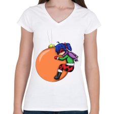 PRINTFASHION Ladybug - Női V-nyakú póló - Fehér női póló