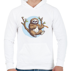 PRINTFASHION Lajhár a fán - Férfi kapucnis pulóver - Fehér