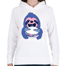 PRINTFASHION Lajhár burgerrel - Női kapucnis pulóver - Fehér