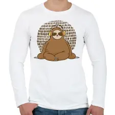 PRINTFASHION Lajhár fejhallgatóval - Férfi hosszú ujjú póló - Fehér férfi póló