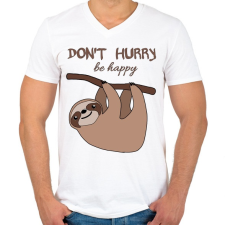 PRINTFASHION Lajhár  - Férfi V-nyakú póló - Fehér férfi póló