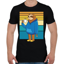 PRINTFASHION Lajhár kávéval - Férfi póló - Fekete férfi póló