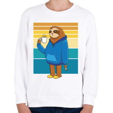 PRINTFASHION Lajhár kávéval - Gyerek pulóver - Fehér gyerek pulóver, kardigán