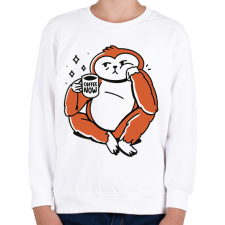 PRINTFASHION Lajhár kávéval - Gyerek pulóver - Fehér gyerek pulóver, kardigán