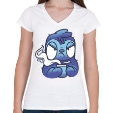 PRINTFASHION Lajhár kávéval - Női V-nyakú póló - Fehér