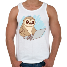 PRINTFASHION Lajhár laptoppal - Férfi atléta - Fehér