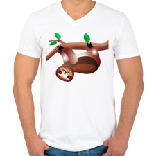 PRINTFASHION Lajhár mászik  - Férfi V-nyakú póló - Fehér férfi póló