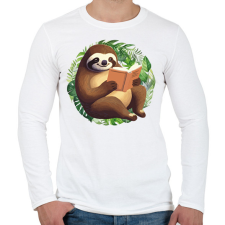 PRINTFASHION Lajhár olvas - Férfi hosszú ujjú póló - Fehér férfi póló