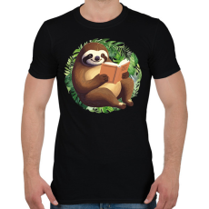 PRINTFASHION Lajhár olvas - Férfi póló - Fekete