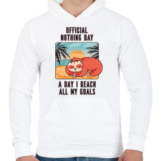 PRINTFASHION Lajhár - semmittevős nap - Férfi kapucnis pulóver - Fehér