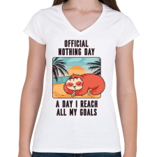 PRINTFASHION Lajhár - semmittevős nap - Női V-nyakú póló - Fehér női póló