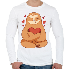 PRINTFASHION Lajhár szívvel - Férfi hosszú ujjú póló - Fehér férfi póló