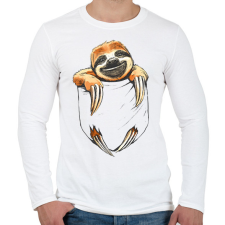 PRINTFASHION Lajhár zsebben - Férfi hosszú ujjú póló - Fehér férfi póló