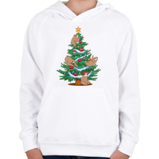 PRINTFASHION Lajháros Karácsonyfa - Gyerek kapucnis pulóver - Fehér