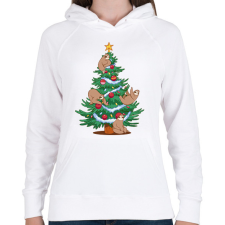 PRINTFASHION Lajháros Karácsonyfa - Női kapucnis pulóver - Fehér női pulóver, kardigán