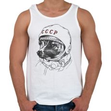 PRINTFASHION Lajka a ez első kutya az űrben - Férfi atléta - Fehér